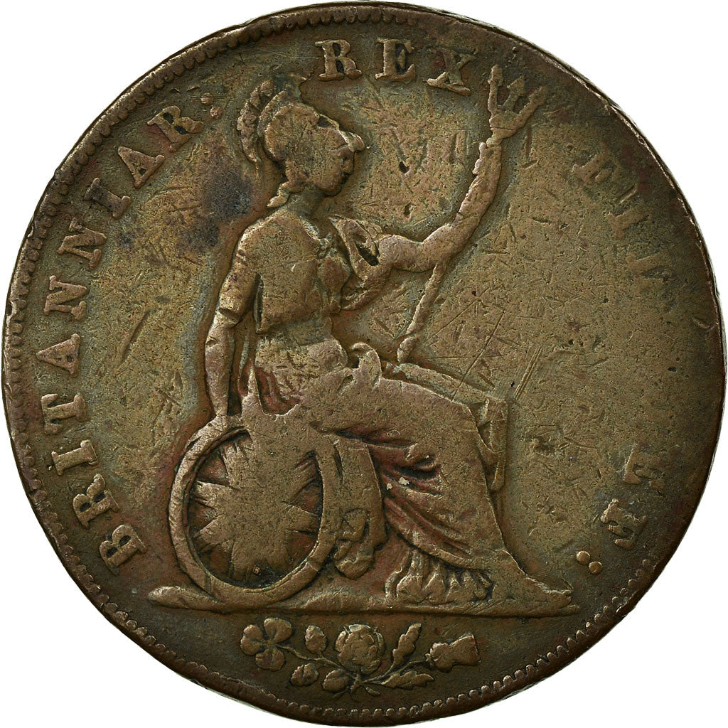 Coin, Great Britain, George IV, 1/2 Penny, 1827, VF(20-25), Copper, KM:692