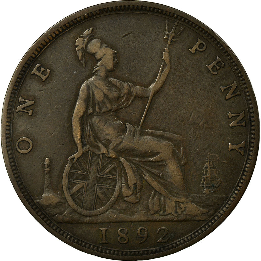 Coin, Great Britain, Victoria, Penny, 1892, VF(30-35), Bronze, KM:755