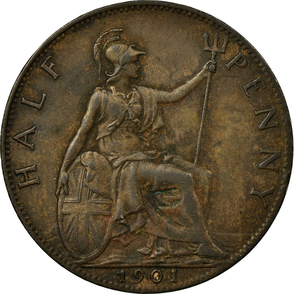 Coin, Great Britain, Victoria, 1/2 Penny, 1901, EF(40-45), Bronze, KM:789