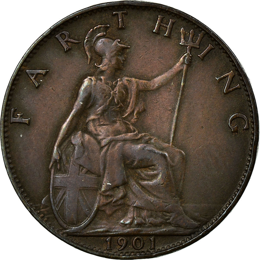 Coin, Great Britain, Victoria, Farthing, 1901, EF(40-45), Bronze, KM:788.2