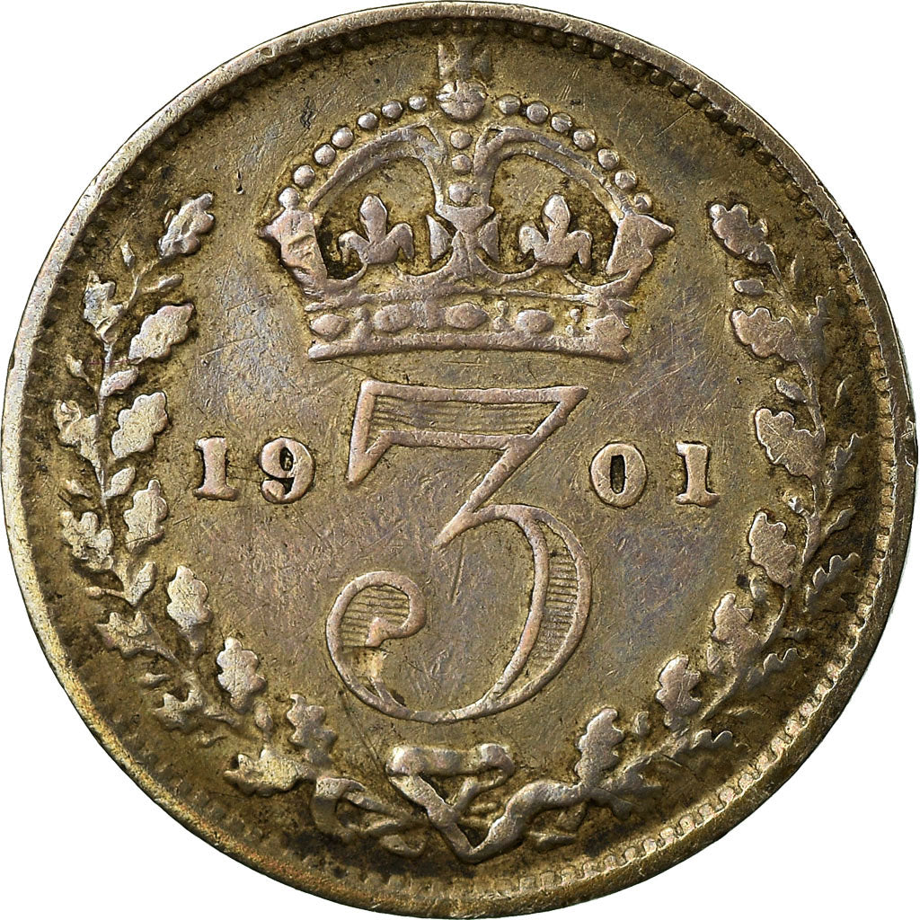 Coin, Great Britain, Victoria, 3 Pence, 1901, VF(30-35), Silver, KM:777