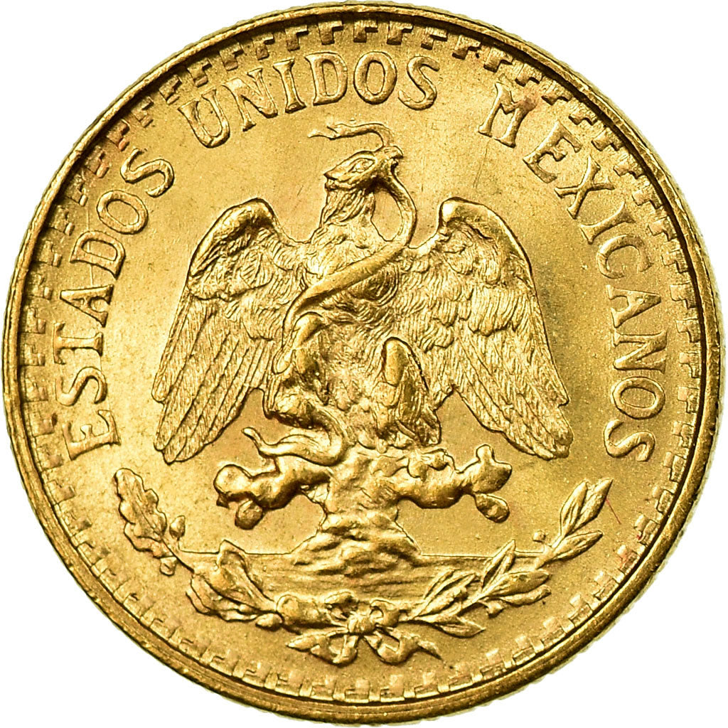 Coin, Mexico, 2 Pesos, 1945, Mexico City, MS(60-62), Gold, KM:461