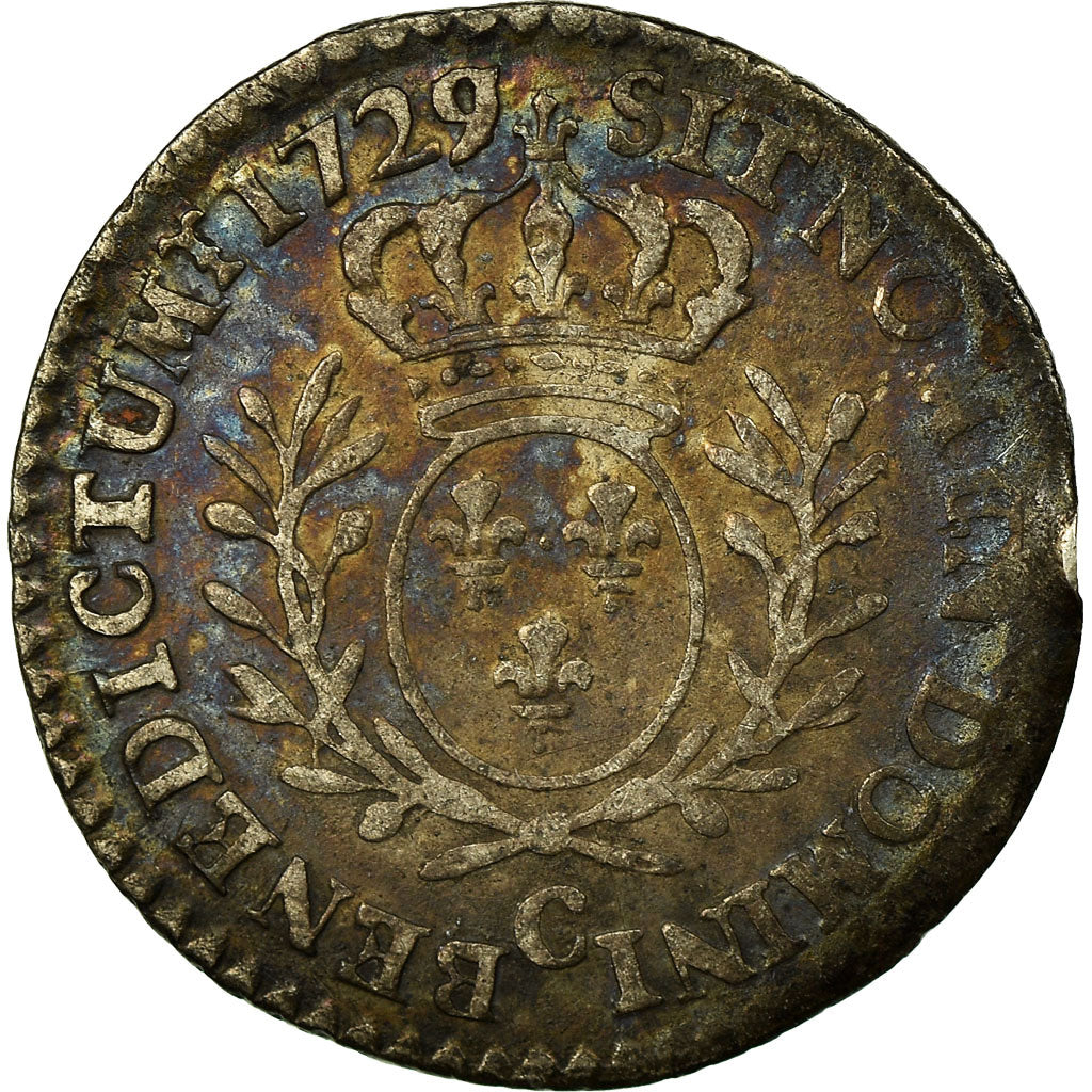 Coin, France, Louis XV, 1/20 Écu  aux branches d'olivier, 1729, Caen