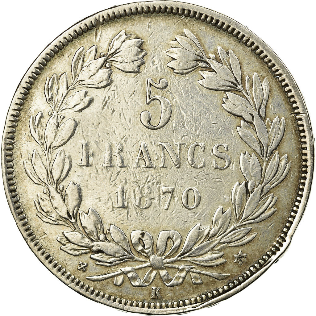 Coin, France, Cérès, 5 Francs, 1870, Bordeaux, VF(30-35), Silver, KM:818.2