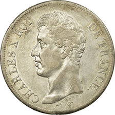 Coin, France, Charles X, 5 Francs, 1825, Strasbourg, EF(40-45), Silver