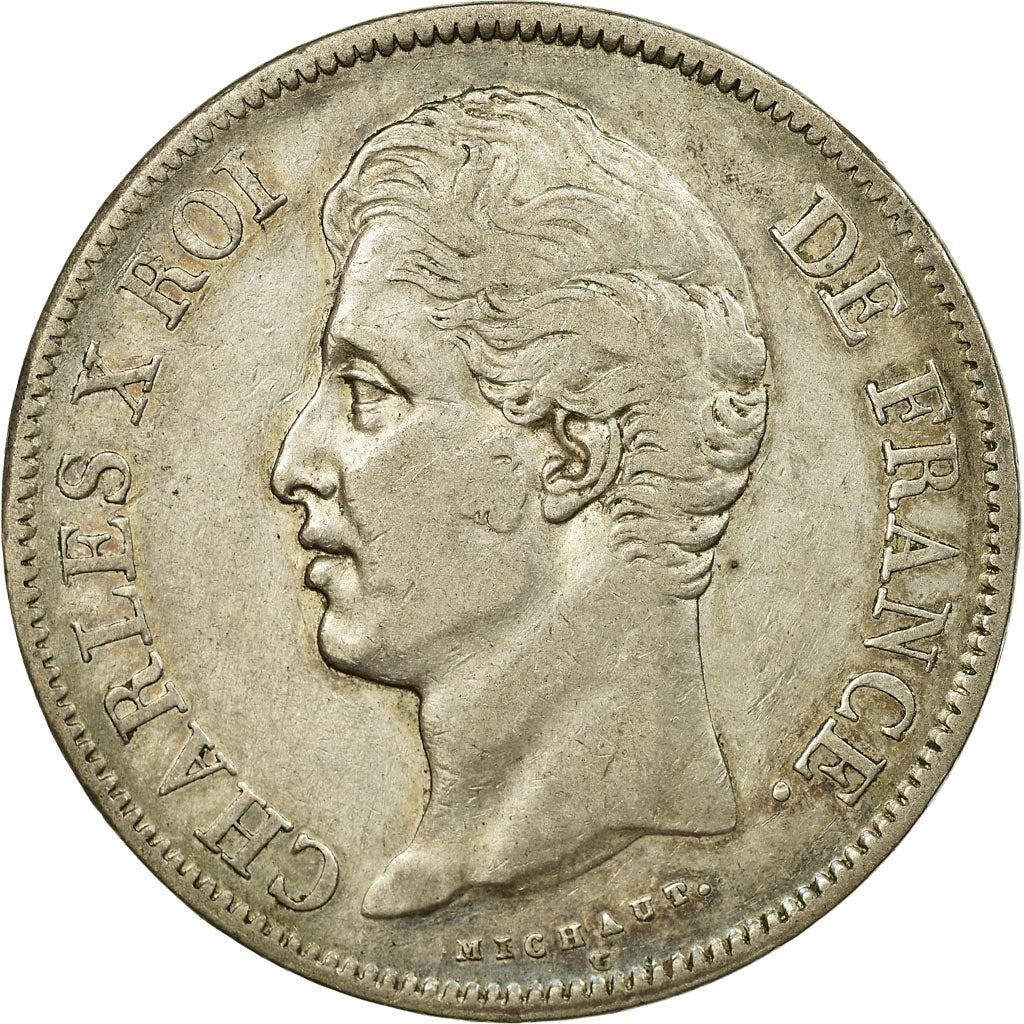 Münze, Frankreich, Charles X, 5 Francs, 1827, Rouen, SS, Silber, KM:728.2