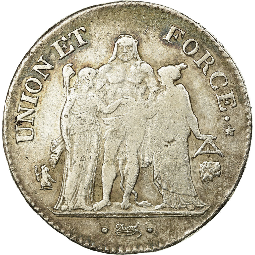 Coin, France, Union et Force, 5 Francs, An 8 (1800), Bayonne, VF(30-35), Silver