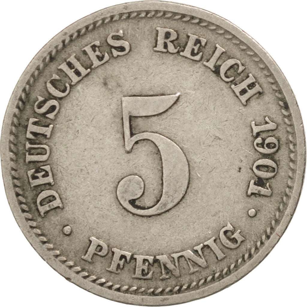 Coin, GERMANY - EMPIRE, Wilhelm II, 5 Pfennig, 1901, Munich, VF(20-25)