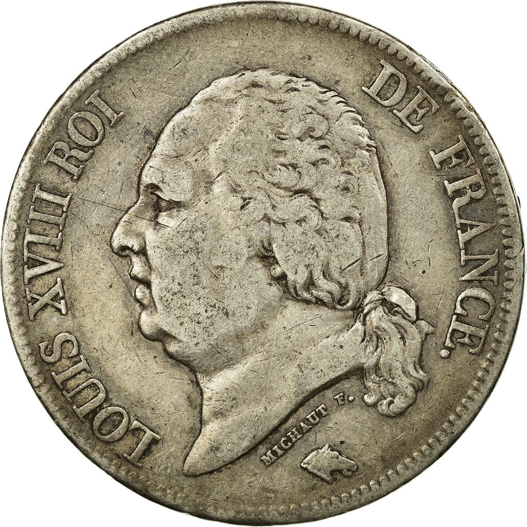 Coin, France, Louis XVIII, 5 Francs, 1821, Paris, VF(30-35), Silver