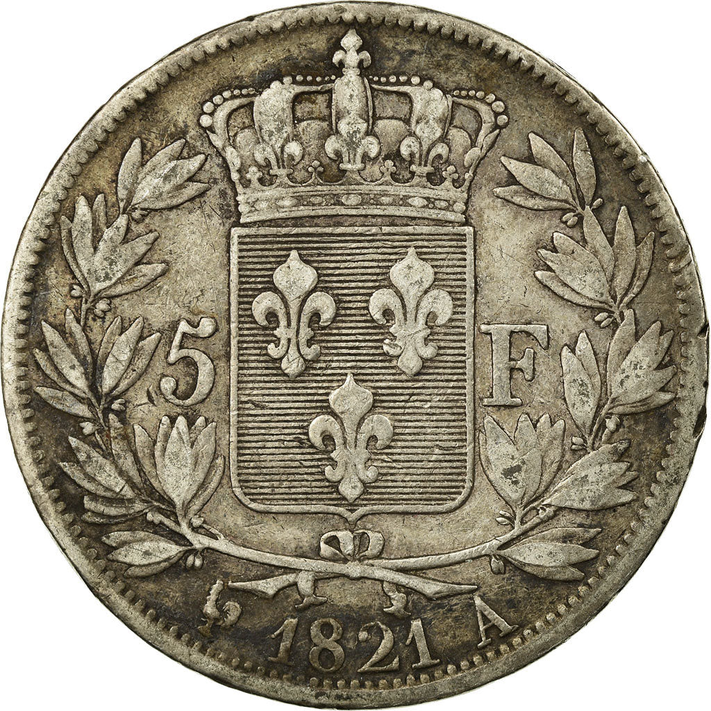 Coin, France, Louis XVIII, 5 Francs, 1821, Paris, VF(30-35), Silver