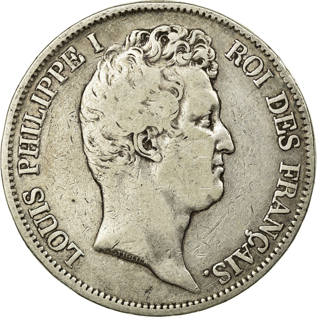 Moeda, França, Louis-Philippe, 5 Francs, 1831, Rouen, VF(20-25), Prata