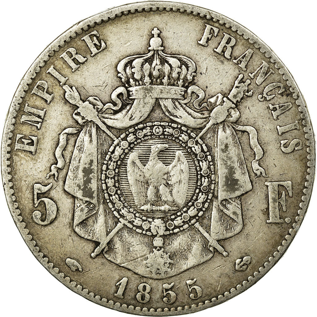 Coin, France, Napoleon III, 5 Francs, 1855, Paris, VF(20-25), Silver