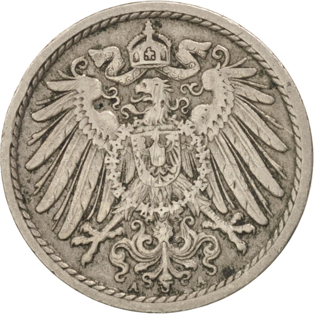 Coin, GERMANY - EMPIRE, Wilhelm II, 5 Pfennig, 1902, Berlin, VF(20-25)