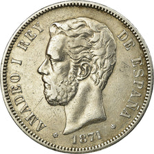 Coin, Spain, Amadeao I, 5 Pesetas, 1871, Madrid, EF(40-45), Silver, KM:666