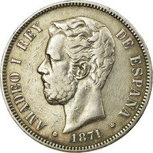 Coin, Spain, Amadeao I, 5 Pesetas, 1871, Madrid, EF(40-45), Silver, KM:666