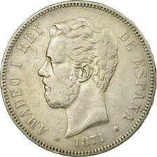 Coin, Spain, Amadeao I, 5 Pesetas, 1871, Madrid, VF(30-35), Silver, KM:666