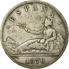 Coin, Spain, Provisional Government, 5 Pesetas, 1870, Madrid, VF(30-35), Silver