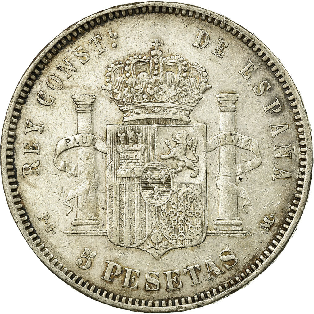 Münze, Spanien, Alfonso XIII, 5 Pesetas, 1892, Madrid, S+, Silber, KM:700