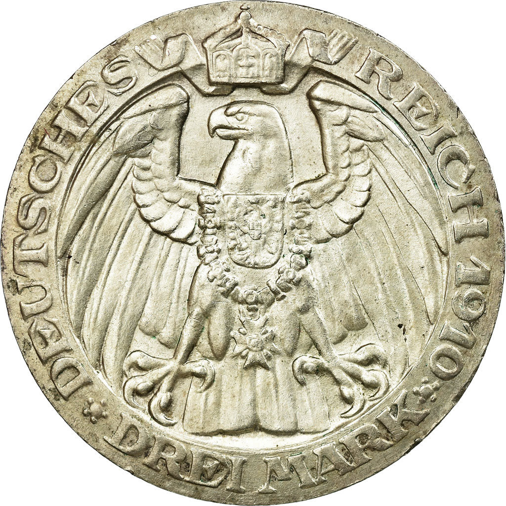 Coin, German States, PRUSSIA, Wilhelm II, 3 Mark, 1910, Berlin, AU(50-53)
