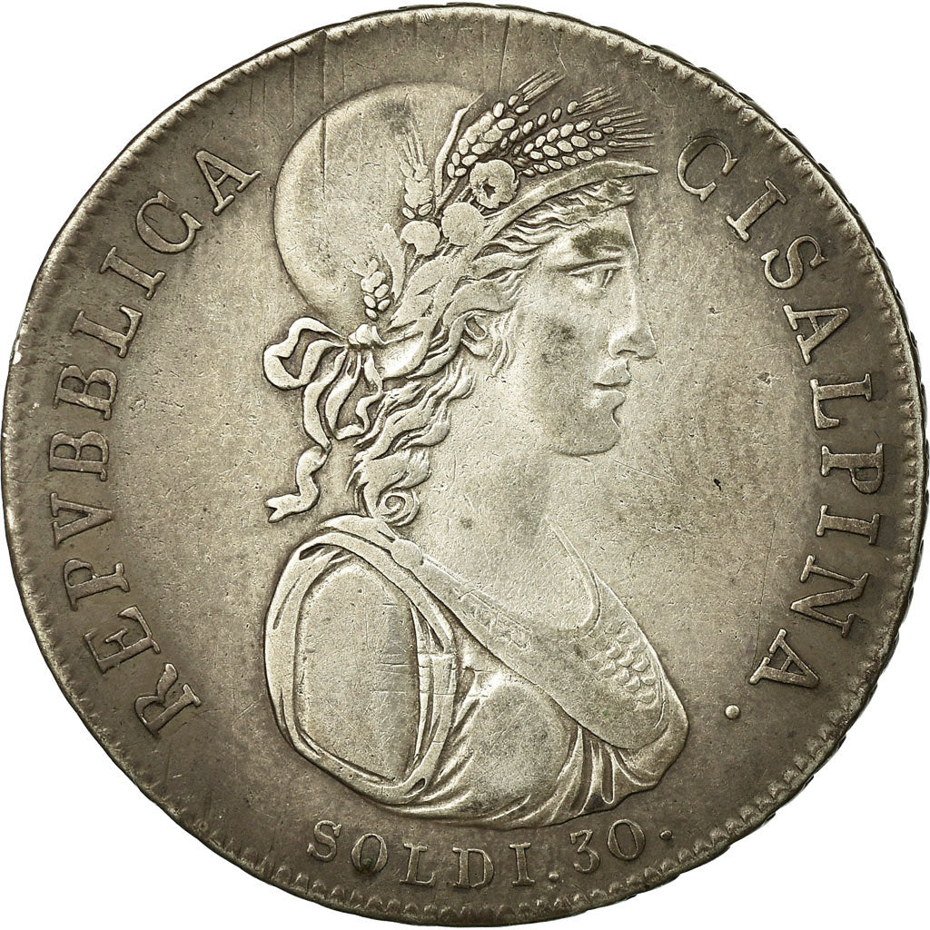 Coin, ITALIAN STATES, CISALPINE REPUBLIC, 30 Soldi, 1801, Milan, EF(40-45)