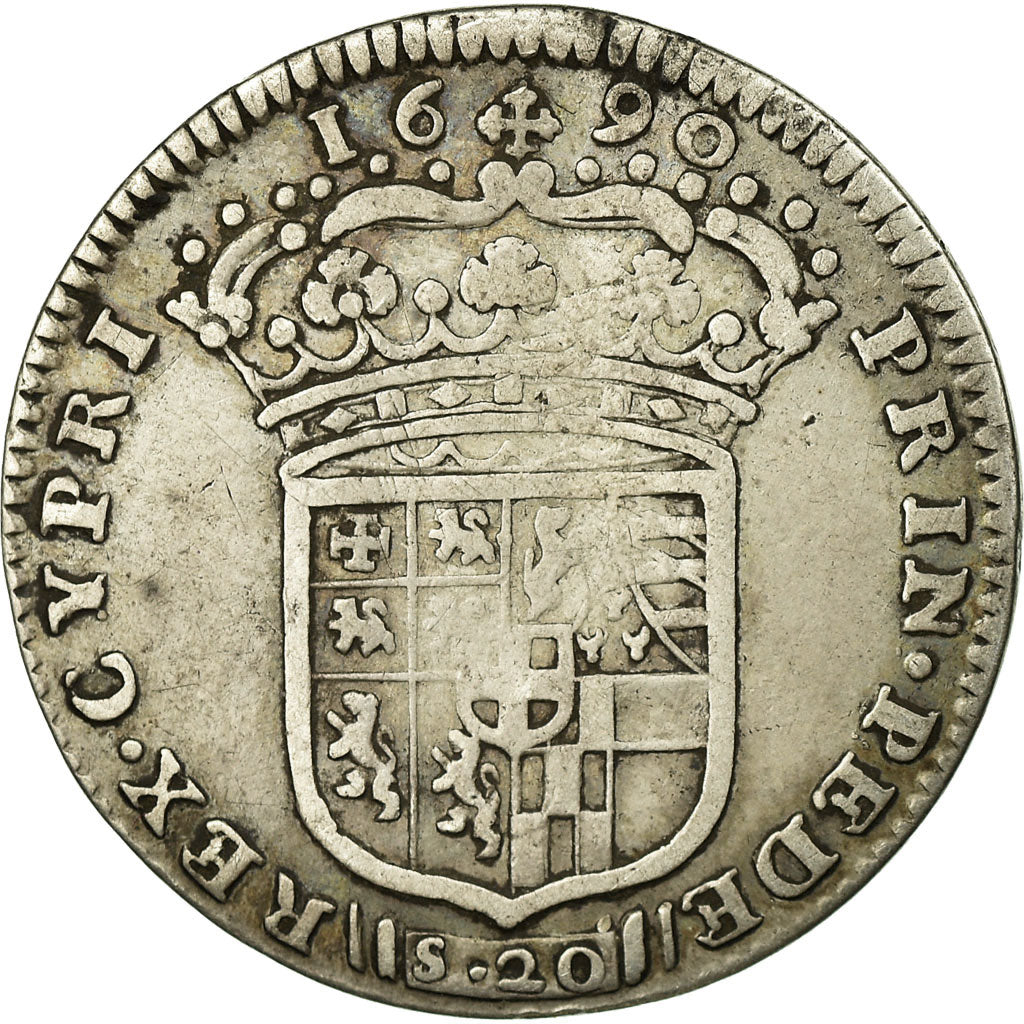 Moneta, STATI ITALIANI, SAVOY, Vittorio Amedeo II, Lira, 20 Soldi, 1690, Torino