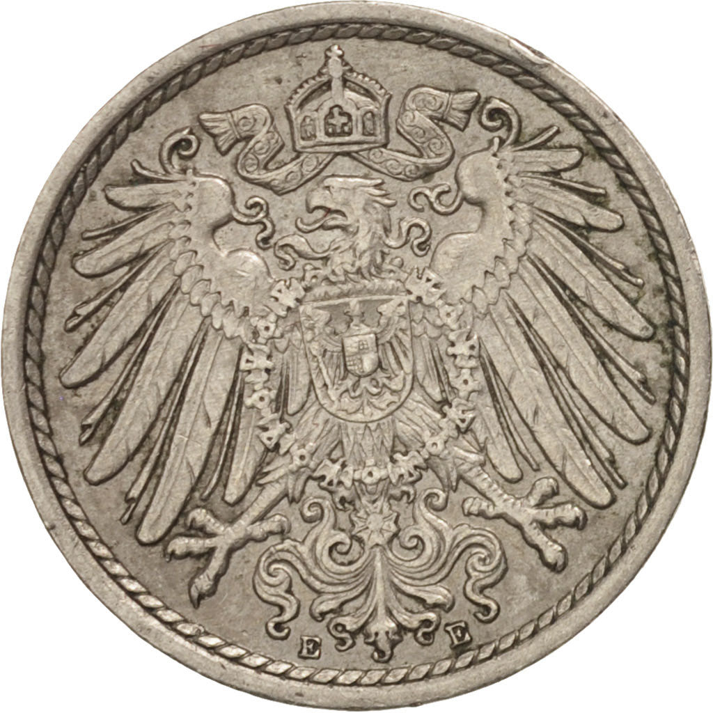 Coin, GERMANY - EMPIRE, Wilhelm II, 5 Pfennig, 1913, Muldenhütten, EF(40-45)