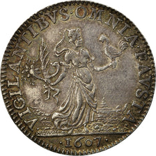Francia, Token, Royal, Henri IV, 1607, MBC+, Plata, Feuardent:11912