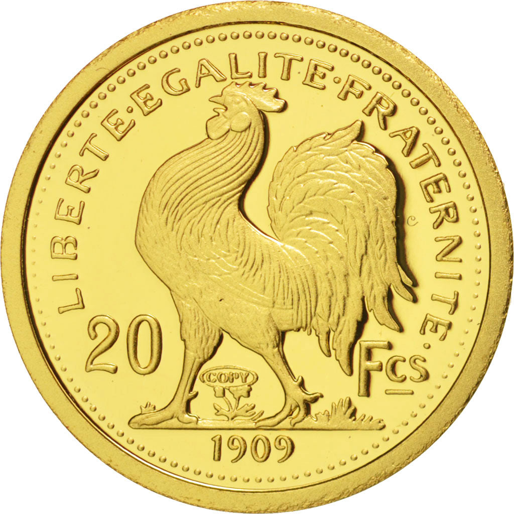 France, Jeton, 20 Francs or Marianne, 1909, Or