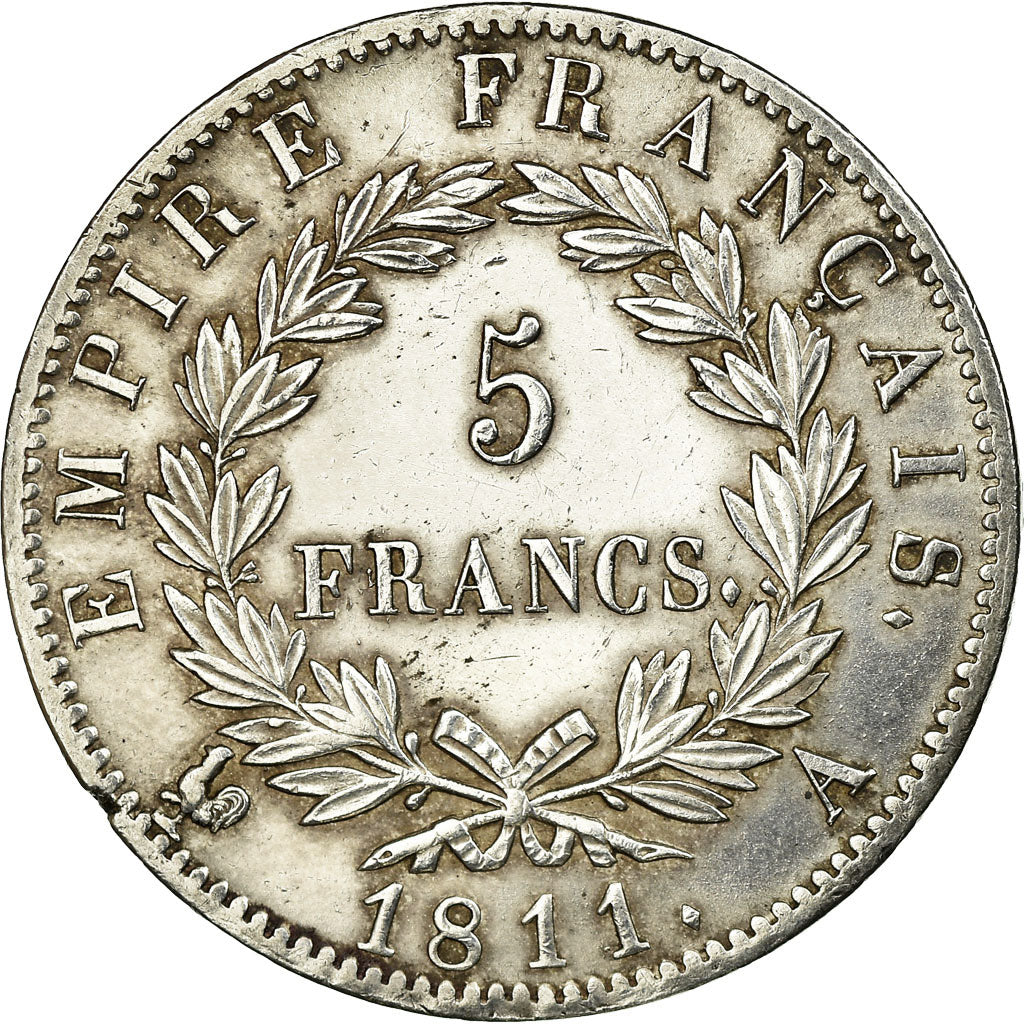Moneta, Francia, Napoléon I, 5 Francs, 1811, Paris, BB+, Argento, KM:694.1