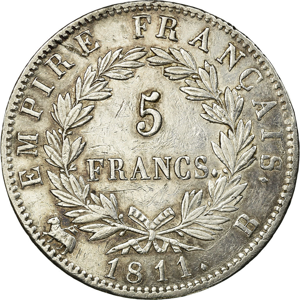 Munten, Frankrijk, Napoléon I, 5 Francs, 1811, Rouen, ZF+, Zilver, KM:694.2