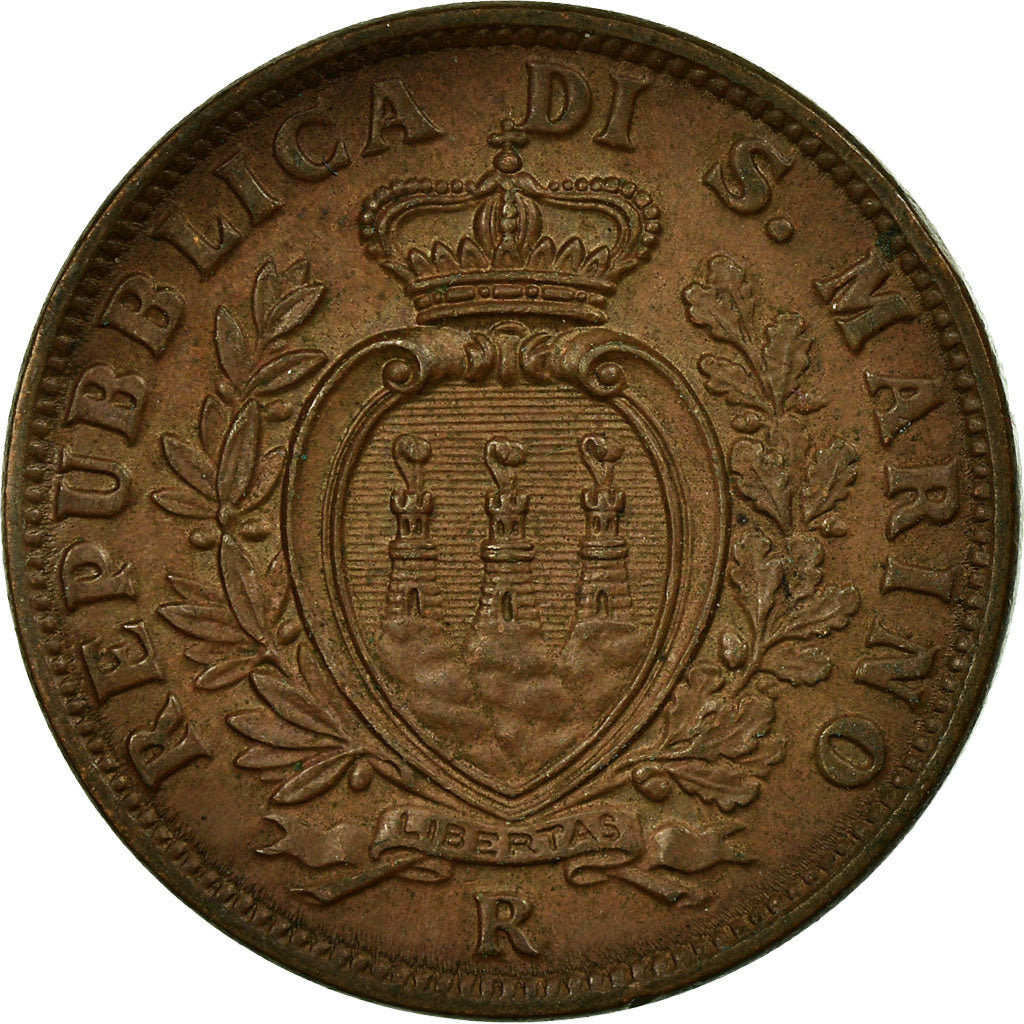 Coin, San Marino, 10 Centesimi, 1938, Rome, AU(50-53), Bronze, KM:13