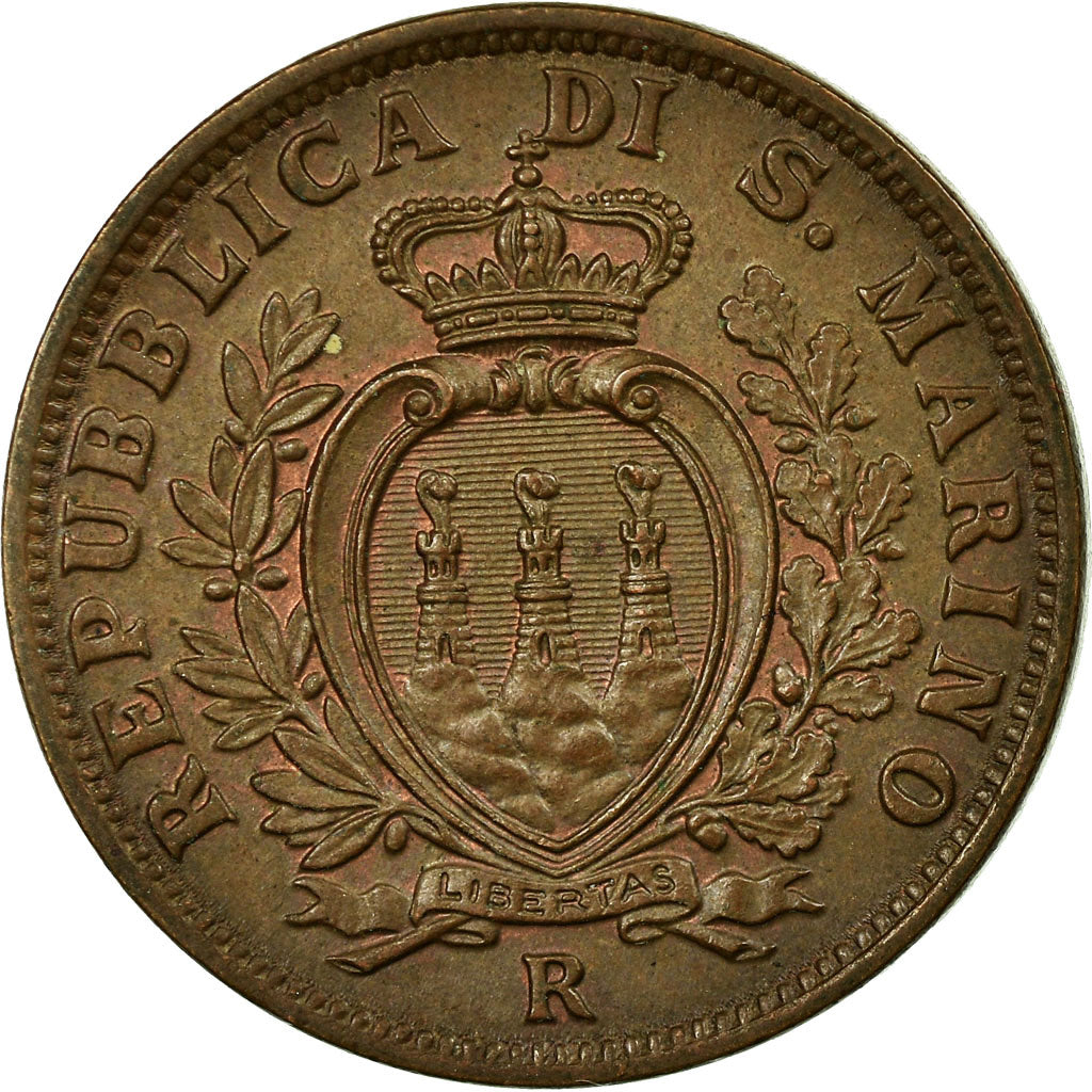 Coin, San Marino, 10 Centesimi, 1937, Rome, MS(60-62), Bronze, KM:13