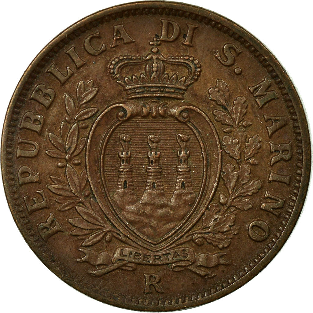 Coin, San Marino, 10 Centesimi, 1937, Rome, AU(55-58), Bronze, KM:13