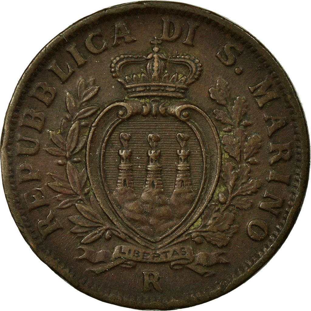 Coin, San Marino, 10 Centesimi, 1935, Rome, AU(55-58), Bronze, KM:13