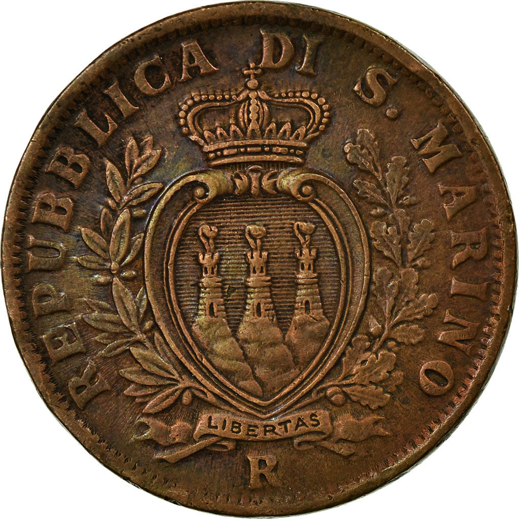 Coin, San Marino, 10 Centesimi, 1935, Rome, AU(55-58), Bronze, KM:13