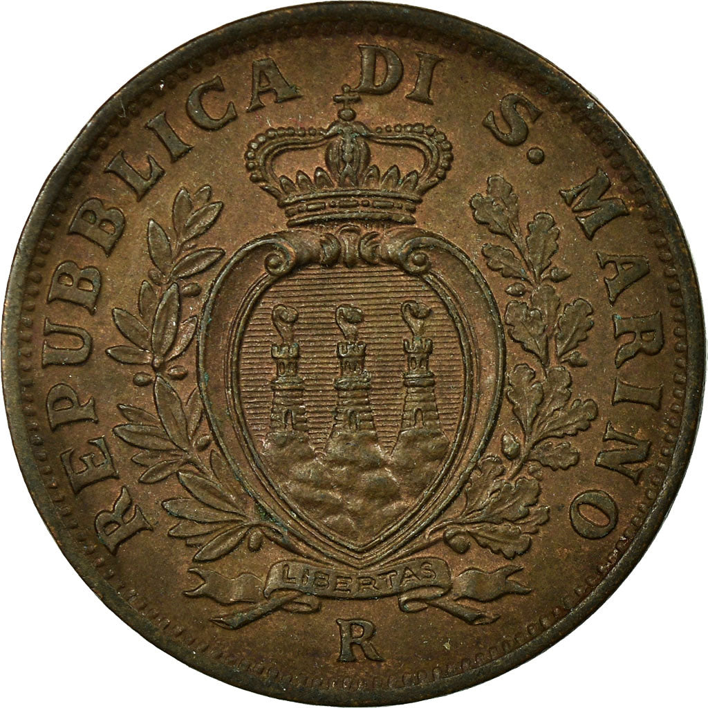 Coin, San Marino, 10 Centesimi, 1935, Rome, MS(60-62), Bronze, KM:13