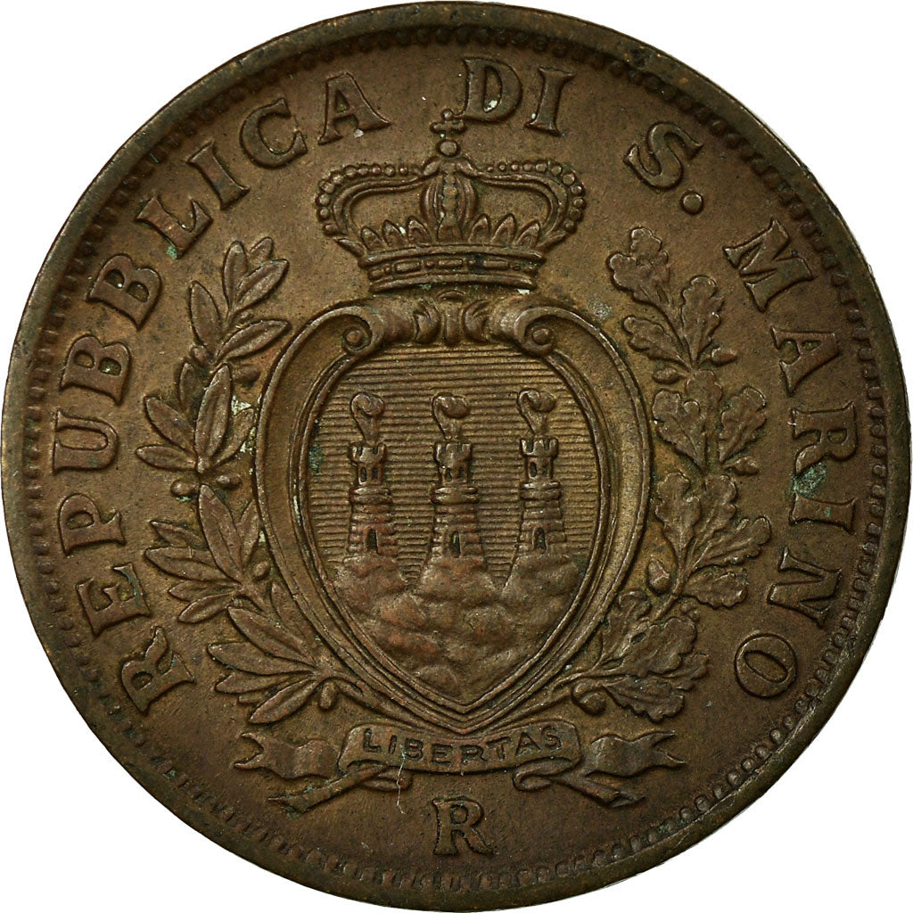 Coin, San Marino, 10 Centesimi, 1935, Rome, AU(55-58), Bronze, KM:13