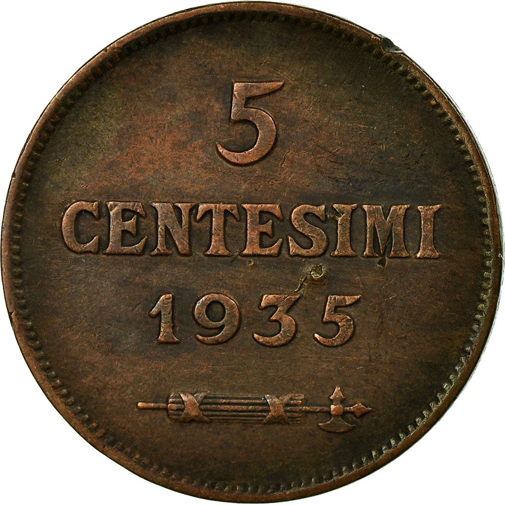 Moneta, San Marino, 5 Centesimi, 1935, Rome, SPL-, Bronzo, KM:12