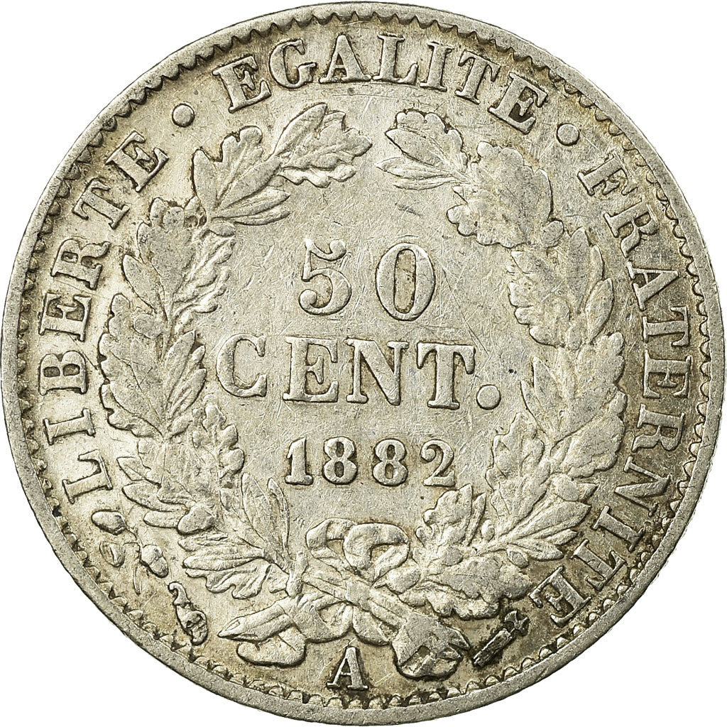 Coin, France, Cérès, 50 Centimes, 1882, Paris, VF(30-35), Silver, KM:834.1