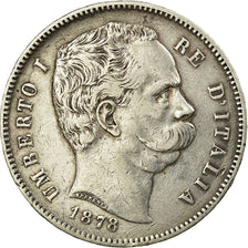 Coin, Italy, Umberto I, 5 Lire, 1878, Rome, EF(40-45), Silver, KM:20