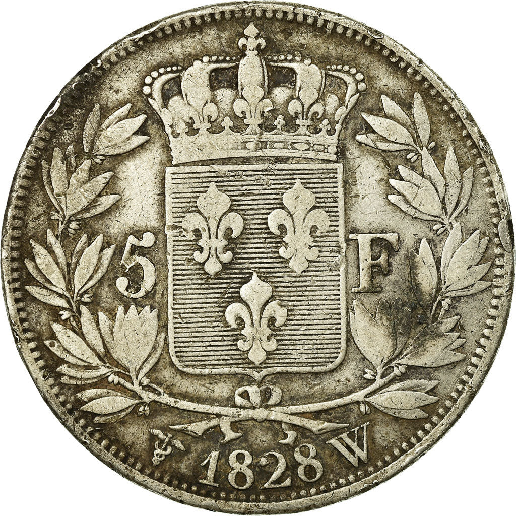 Münze, Frankreich, Charles X, 5 Francs, 1828, Lille, S, Silber, KM:728.13
