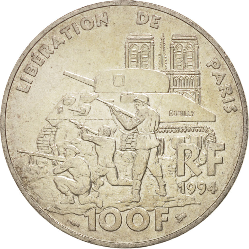 Coin, France, Libération de Paris, 100 Francs, 1994, MS(60-62), Silver