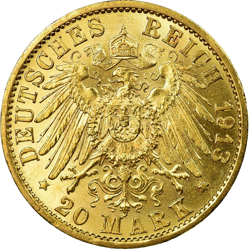 Moneda, Estados alemanes, PRUSSIA, Wilhelm II, 20 Mark, 1913, Berlin, EBC, Oro