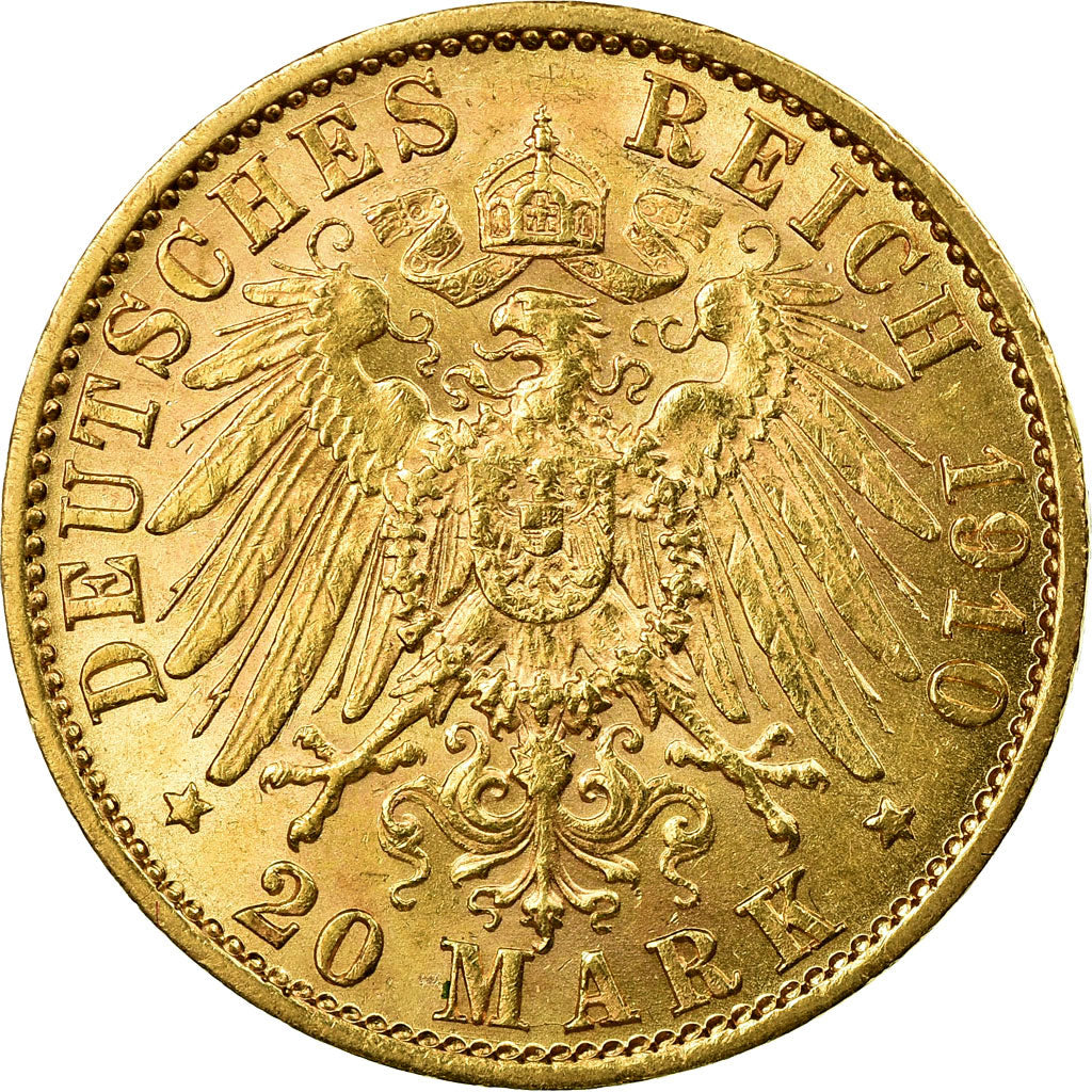 Munten, Duitse staten, PRUSSIA, Wilhelm II, 20 Mark, 1910, Berlin, ZF+, Goud