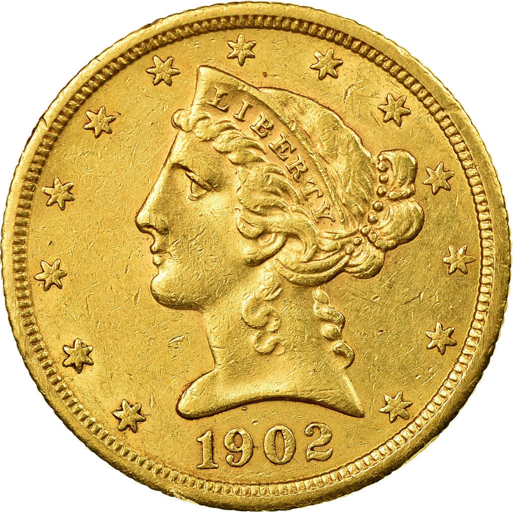 Moneta, Stati Uniti, Coronet Head, $5, Half Eagle, 1902, U.S. Mint, San