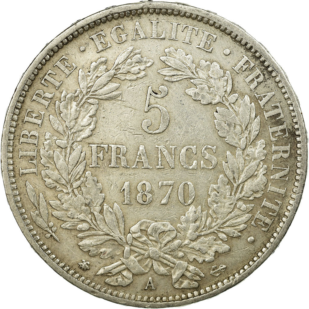 Monnaie, France, Cérès, 5 Francs, 1870, Paris, TTB, Argent, Gadoury:743