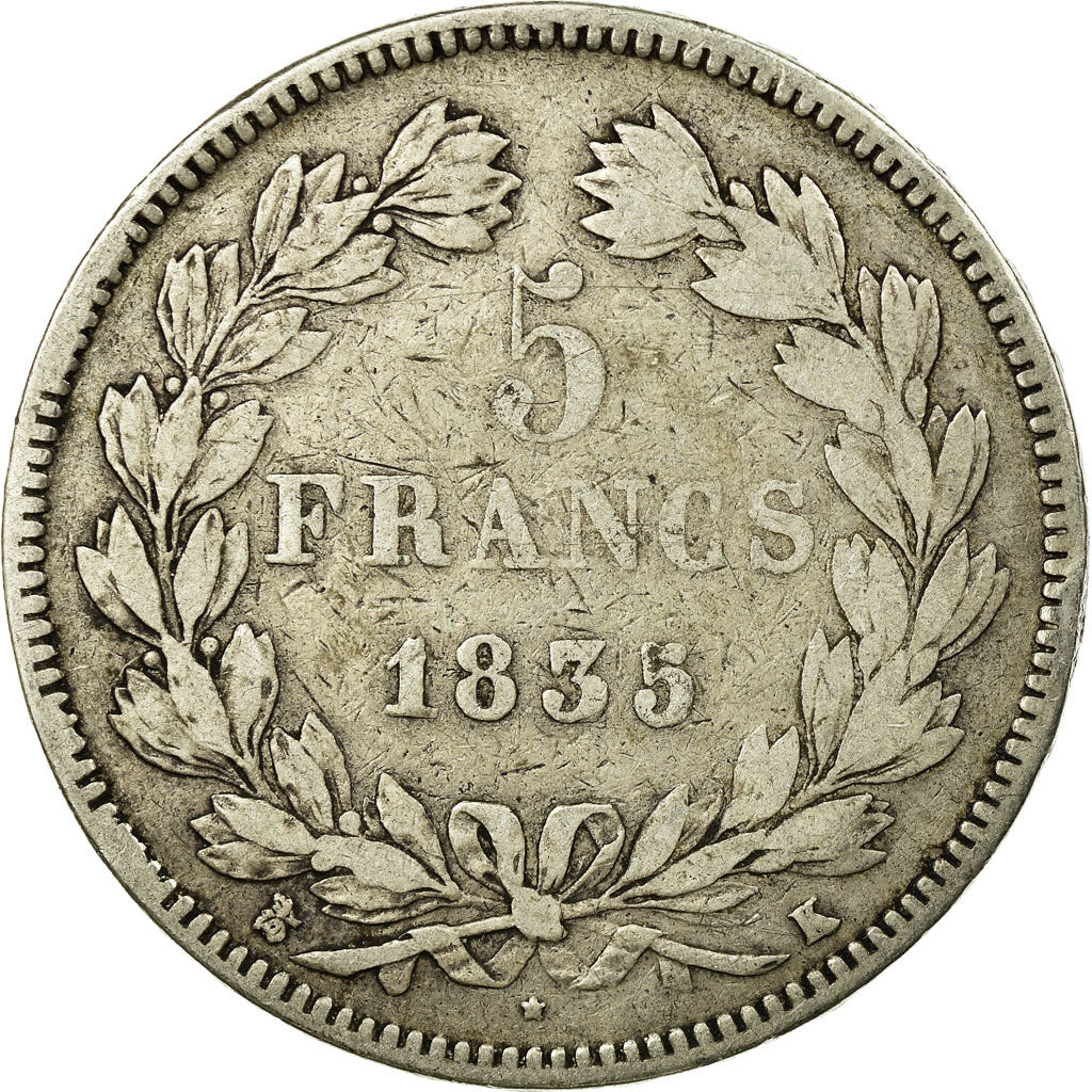 Monnaie, France, Louis-Philippe, 5 Francs, 1835, Bordeaux, TB+, Argent