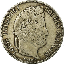 Moneta, Francia, Louis-Philippe, 5 Francs, 1843, Strasbourg, MB, Argento