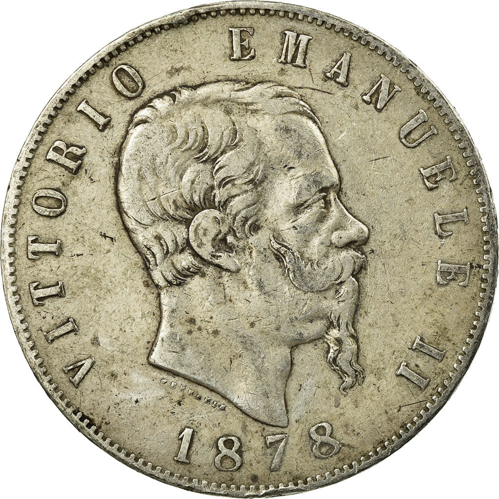 Moneta, Italia, Vittorio Emanuele II, 5 Lire, 1878, Rome, MB+, Argento, KM:8.4