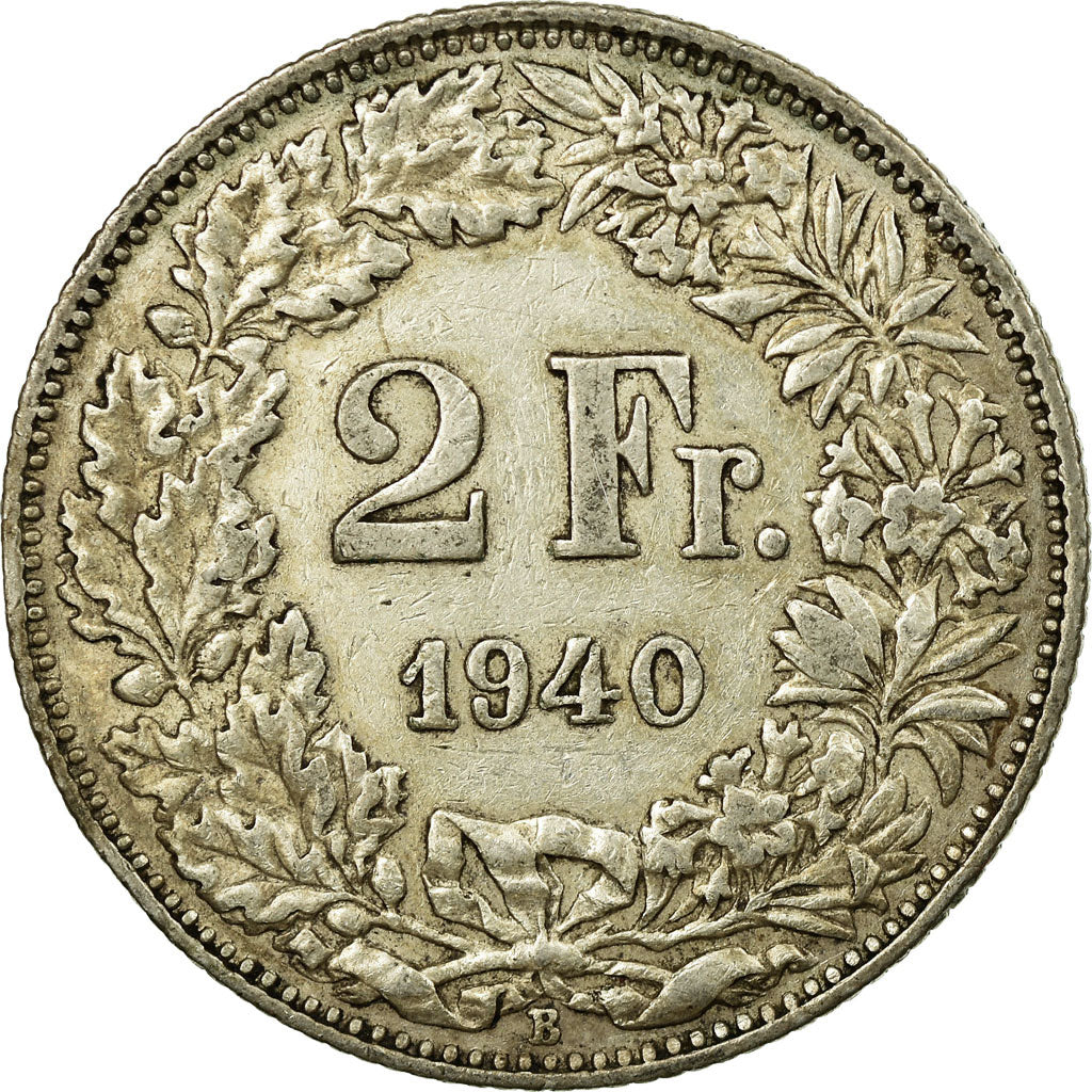 Coin, Switzerland, 2 Francs, 1940, Bern, EF(40-45), Silver, KM:21